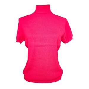 The Work Connection vintage red knit blouse sweater wool mock-neck short sleeveM